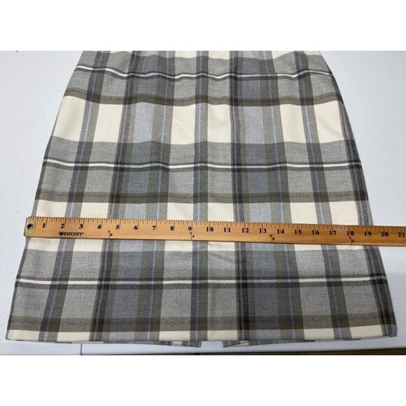 Katherine Kelly Plaid Pencil Skirt Womens Size 8 Gray Cream Lined Zip Back - Picture 4 of 11